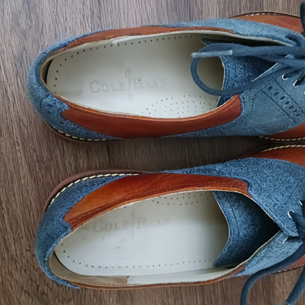 Cole Haan Great Jones Saddle Shoes Mens 10.5 M Tan Leather Blue Suede C11423 - Picture 5 of 7